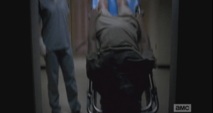 Doc Edwards tells Beth that the windows of the bottom floor were blown out, and they managed to reinforce the stairwells against the walkers...