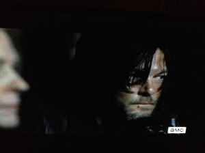 Suddenly, a noise from the woods diverts Daryl's attention...he's so on it, super hot