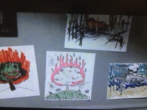 ...and children's drawings of the burning bush...