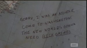 Rick sees the sweet note from Abraham on the map.
