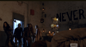 And with that, Carol lets the walkers in to go cannibal on Mary.