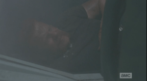 Abraham wakes up in the crashed, smoking bus, on it's side...and begins calling for Eugene...