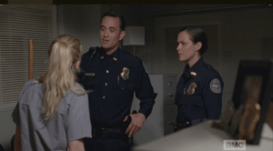 Both the male cop, and Dawn Lerner, are shocked by Beth's audacity, and daring.