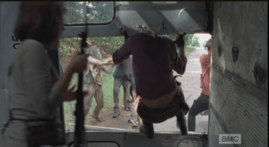 Damn! They just got banged up bad in a bus crash, and now they have to leap out and battle walkers!