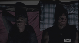 Carol truthfully admits that she still doesn't know...Daryl lies back next to her, and they look up at the top bunk, not touching, not speaking...it's like Pee Wee Herman said,
