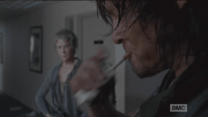 Daryl pulls a 'grette out of the pack with his mouth...dude, I love a bad boy who has the art of smoking down to a sexy, natural science...a real panty dropper.
