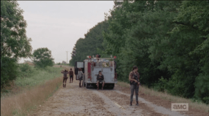 Fire truck's dead again...while Abraham tries to fix it, the gang is either on lookout, or finding other ways to pass the time...