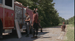 As Abraham self-implodes, on his knees, in the hot sun, Glenn tells Tara that the walkers have no idea they are there (...yet.).