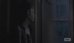 Without taking her eyes off the window, Carol asks Daryl,
