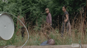 Tara, with a straight face, tells the Utility Pole Walkers to,
