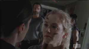 She walks up to Dawn, looks her in the eye, says,