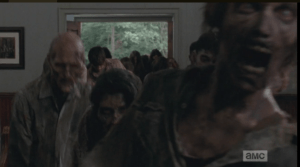 There are too many to fight off, and Gabriel calls to them to get to the rectory, his room in the back of the church.