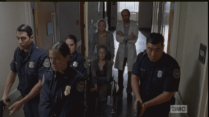 They approach the group of Dawn and her officers, and wait.