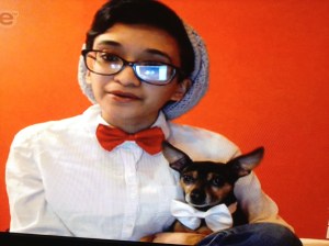 Then we met the bespectacled girl with the quirky style who dolled herself and her little dog in fancy bow ties.