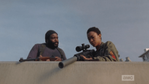 At their sniper station, Tyrese is telling Sasha to stop beating herself up for not rekilling Bob.