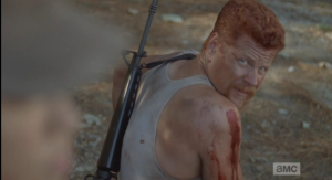 Abraham sneaks a look at her face, but Rosita does not turn to look at him. After a moment, she walks away.