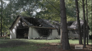 burned out house