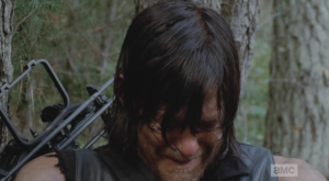 ...as Daryl's tears finally start to flow.  Overhead, there is a rumble of thunder, suggesting the dry spell is about to break.