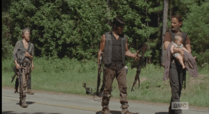 Daryl hands the crossbow to Rick, tells him that he's going to take a run. Carol is close behind, seems like she may have heard the men's earlier exchange.