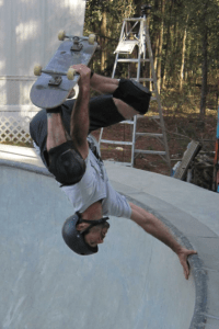 Like. A. Boss. This pic was taken last weekend at a buddy's backyard bowl. My husband is a pro/am skateboarder, an amazing drummer, and a master carpenter who could build a house from the foundation up. He is amazing, and when he skates, it's pure fire and poetry. True Story: When we were first courting, I was at his place, sitting on the couch. I picked up an issue of Thrasher and opened right to a full-page picture of my husband doing this trick...
