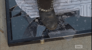 michonne smashes glass