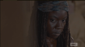 michonne waits for rick's response