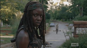 michonne's face at rick's suggestion
