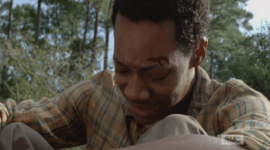 noah crying, bleeding scratch on forehead