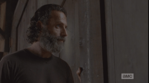 As Rick peers out through a crack in the barn door, Aaron tells him that before the turn, he, Aaron, worked for an NGO, delivering food and medical supplies around Nigeria. Aaron says that he had guns pointed in his face by