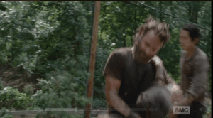 rick says flank her, machetes walker