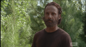 Stepping up like a good future boyfriend, and a hot future boyfriend, Rick, looking at Michonne's face, agrees that they should go to Washington.