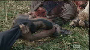...but Aaron gets tripped up by a grabby walker.