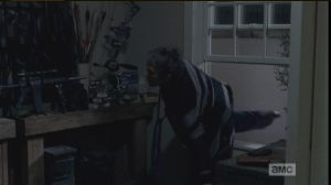 And here we have Carol, climbing through the window of the storeroom and armory to help herself to some of Alexandria's gun surplus. I had a bad feeling the whole time with this plan, like Carol was going to get caught...