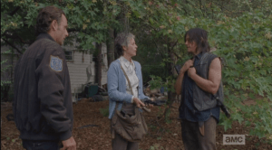 As Carol tries to hand out her ill-gotten handguns, Daryl takes a pass...he tells them if the shit goes down, they won't need them, and he's good, now. He's going to try it here. Carol's all like,