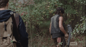 Daryl vibes Aaron a moment more, then turns, ordering Aaron to