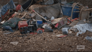 In his usual matter-of-fact style, Daryl turns to the trash heap, with the empty plastic blender, and remarks that