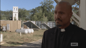 As the van drives away, Gabriel emerges, looks at Reg and Deanna significantly. Reg raises his hand in greeting. Gabriel seems to be thinking, already, coming to some conclusions, decisions about his course of action.