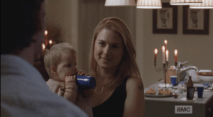 And like a moth to the flame, here comes Jessie, holding Judith.