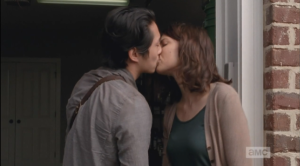 Glenn and Maggie kiss goodbye.