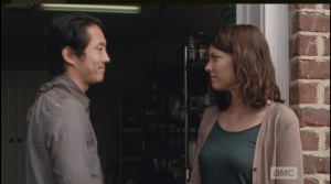 Now, it's time for Glenn and Maggie to say their goodbyes.  Maggie assures Glenn that he's got this...he always does. Although her words inspire confidence, her face shows her worry. Every  run has its risk.