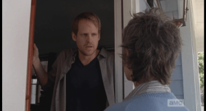 We see Carol knocking on someone's door...and after a moment, Dr. Petey McBeaty answers it, forgets, then remembers, her name, and asks if she needs something...is she sick?