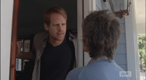 McBeaty leans in closer to Carol, shutting the door a little tighter around him, blocking her view, asks, peevishly,
