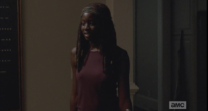 I love seeing this side of Michonne, all laughing and girly and cute. 