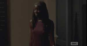 I love seeing this side of Michonne, all laughing and girly and cute.