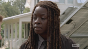 Michonne adds that it's the only way they'll be able to see if someone's coming at them.