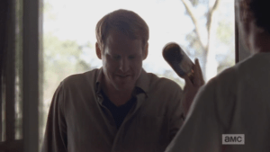 Dr. Petey McBeaty has been catching a daybuzz, it seems, and he's come knocking on Rick's door with a beer offering. He greets Rick but does not look him in the eye as he steps inside.