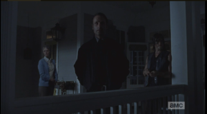 Carol says that if they get comfortable here, they will get weak. Rick says that Carl said they very same thing, but they won't get weak...that's not in them, any more. Rick looks out into the night, says that if they, the Alexandrians, can't make it...