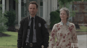 Rick volunteers himself for the job, but Carol points out that his absence would be noticed. Rick adds that Daryl is out, as they are watching every move he makes, these days. That leaves Carol, who smiles and says that the good thing about this place is that