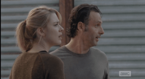Jessie runs up, concerned, asks Rick if he's ok...he asks her if she's seen Carl and Judith, as he can't find them.