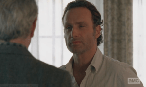 Rick asks Reg, diplomatically, didn't Reg build that wall out there? Reg says he did, with lots of help, and while that is an achievement, compared to keeping 14 people alive, safe, and together, in these times, well...